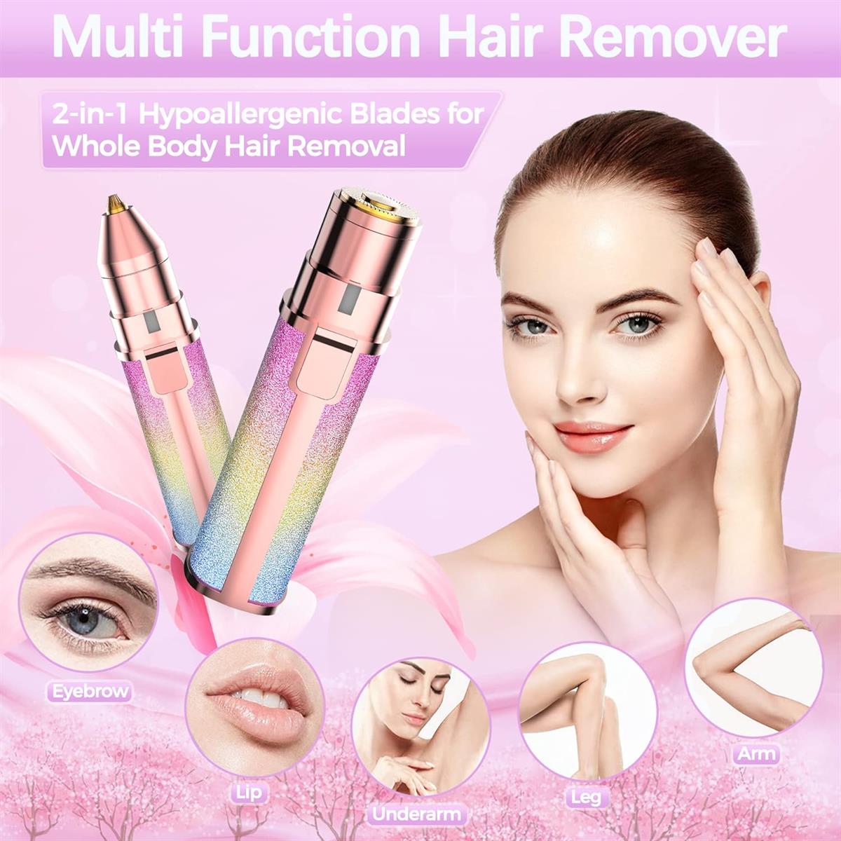 Electric Hair Remover Trimmer For Women, Rechargeable 2 in 1 Flawless