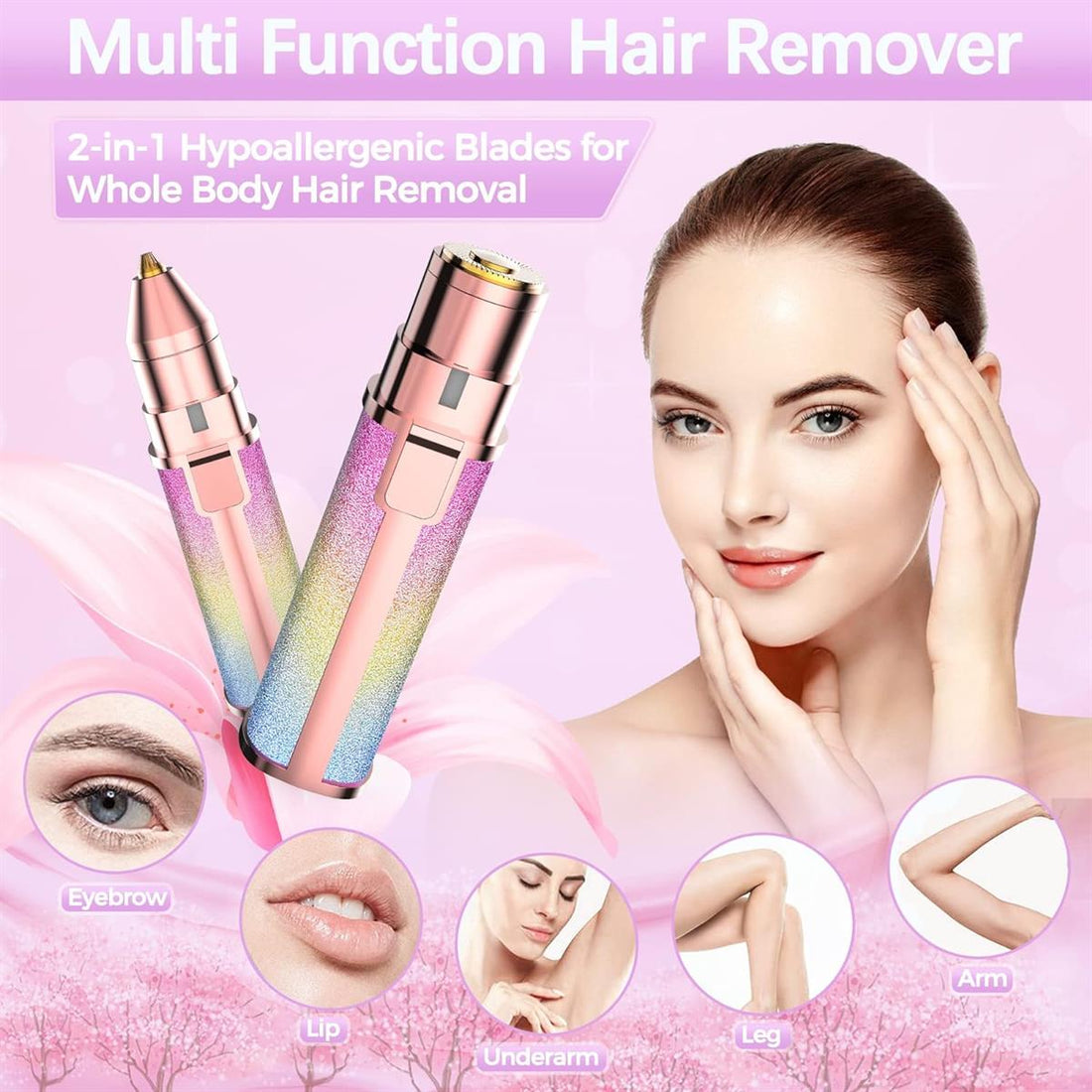 Electric Hair Remover Trimmer For Women, Rechargeable 2 in 1 Flawless
