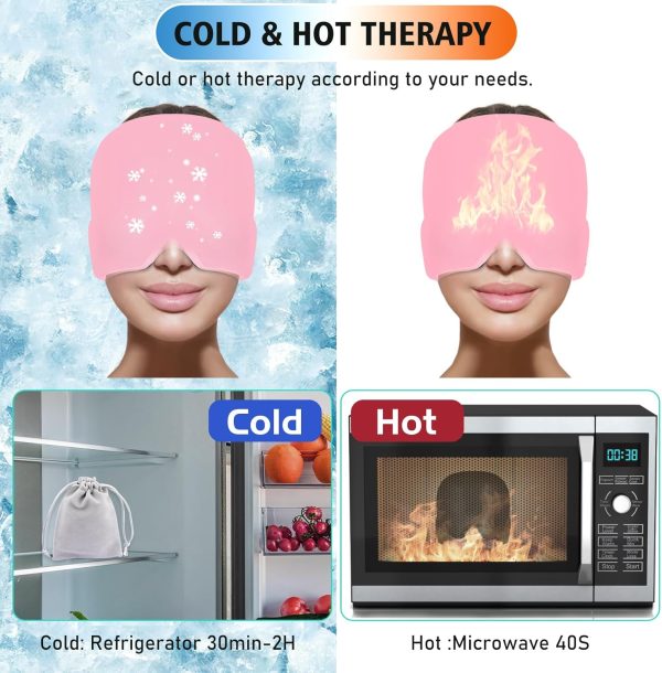 Headache Relief Hat For Migraine Relief, Tension, One Size Fits All Headache Cap With Reusable Ice Gel Pack For Puffy Eyes, Stress Relief
