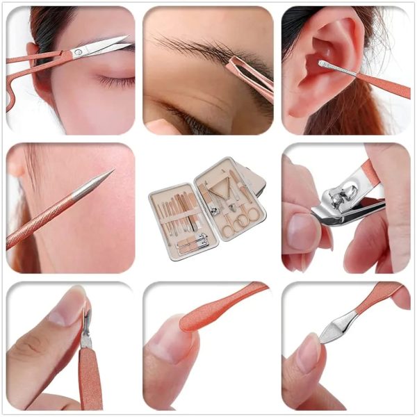 Manicure Set,18 In 1 Professional Women Grooming Kit, Pedicure Kit, Nail Clippers And Beauty Tool Portable Set, Rose Gold Stainless Steel Manicure Set With Luxurious Travel Case(rose Gold) (18pcs)