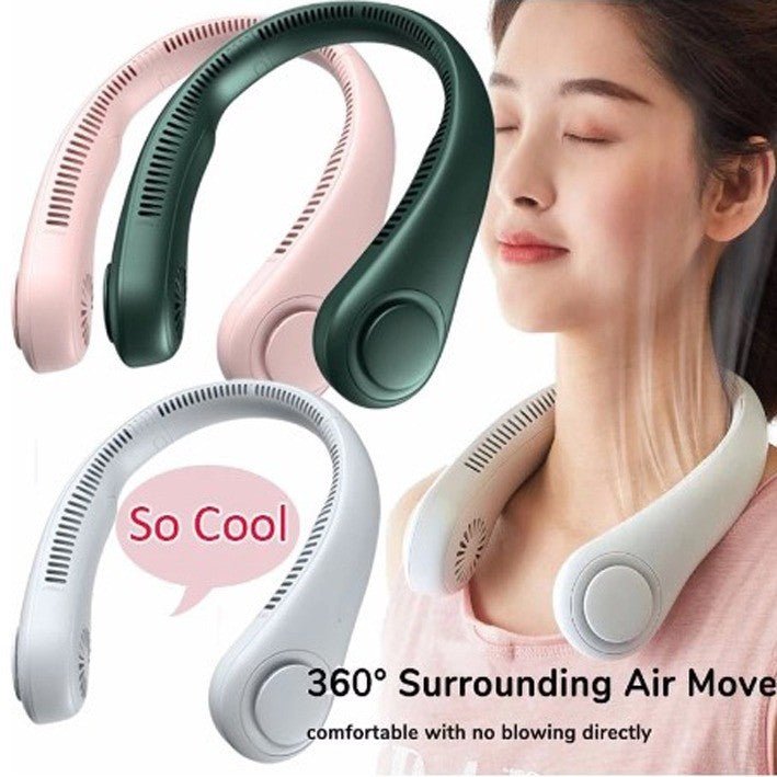 Portable Neck Fan, 4000 mAh Battery Rechargeable,5 Speeds Adjustable,Twistable Hands-Free Bladeless Neckband for Sports